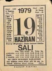 19 Haziran 1979 Takvim Yaprağı - Doğum Günü Hediyesi EFM(N)11846 - Gökçekoleksiyon