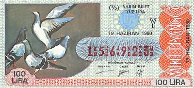 19 Haziran 1980 Piyango Bileti Yarım Bilet PYB6279 - 1