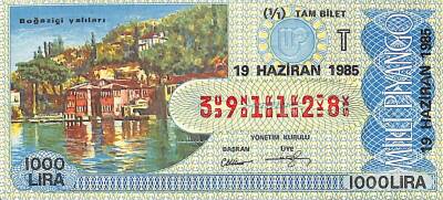 19 Haziran 1985 Piyango Bileti Yarım Bilet PYB6078 - 1