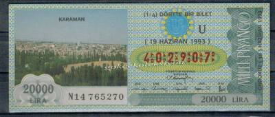 19 Haziran 1993 Çeyrek Bilet PYB2611 - 1
