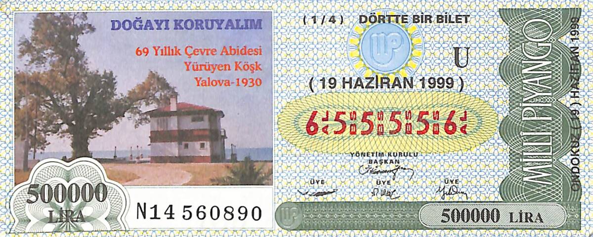 19 Haziran 1999 Piyango Bileti Dörtte Bir Bilet PYB6525 - 1