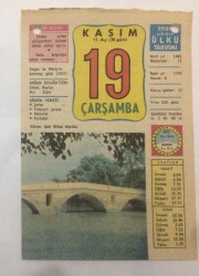 19 Kasım 1980 Takvim Yaprağı -Doğum Günü Hediyesi EFM(N)6457 - Gökçekoleksiyon