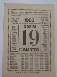 19 Kasım 1983 Takvim Yaprağı - Doğum Günü Hediyesi EFM(N)6913 - Gökçekoleksiyon