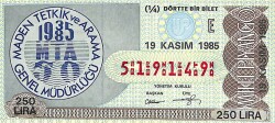 19 Kasım 1985 Piyango Bileti Çeyrek Bilet PYB6095 - Gökçekoleksiyon