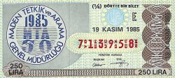 19 Kasım 1985 Piyango Bileti Çeyrek Bilet PYB6105 - Gökçekoleksiyon