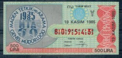 19 Kasım 1985 Yarım Bilet PYB207 - Gökçekoleksiyon