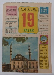 19 Kasım 1989 Takvim Yaprağı - Doğum Günü Hediyesi EFM(N)6739 - Gökçekoleksiyon