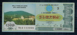 19 Kasım 1992 Çeyrek Bilet PYB1033 - Gökçekoleksiyon