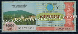 19 Kasım 1992 Yarım Bilet PYB2704 - Gökçekoleksiyon