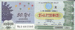 19 Kasım 1996 Piyango Bileti Dörtte Bir Bilet PYB6719 - Gökçekoleksiyon