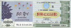 19 Kasım 1996 Piyango Bileti Dörtte Bir Bilet PYB6765 - Gökçekoleksiyon