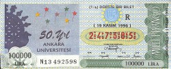 19 Kasım 1996 Piyango Bileti Dörtte Bir Bilet PYB6821 - Gökçekoleksiyon
