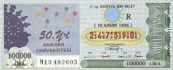 19 Kasım 1996 Piyango Bileti Dörtte Bir Bilet PYB6835 - Gökçekoleksiyon