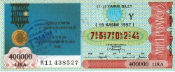 19 Kasım 1997 (Y) 6.Ulusal Kalite Kongresi (12) Yarım Bilet PYB5599 - Gökçekoleksiyon