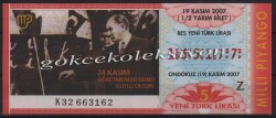 19 Kasım 2007 Yarım Bilet PYB2372 - Gökçekoleksiyon