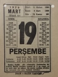 19 Mart 1970 Takvim Yaprağı - Doğum Günü Hediyesi EFM(N)7963 - 2