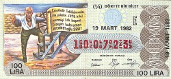 19 Mart 1982 Piyango Bileti Çeyrek Bilet PYB6405 - Gökçekoleksiyon
