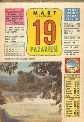 19 Mart 1984 Takvim Yaprağı - Doğum Günü Hediyesi EFMN15204 - Gökçekoleksiyon