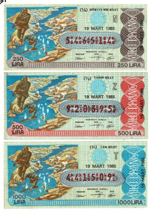 19 Mart 1985 Çeyrek ,Yarım ve Tam Bilet N - Z - T PYB4151 - 1