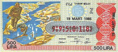 19 Mart 1985 Piyango Bileti Yarım Bilet PYB6027 - 1