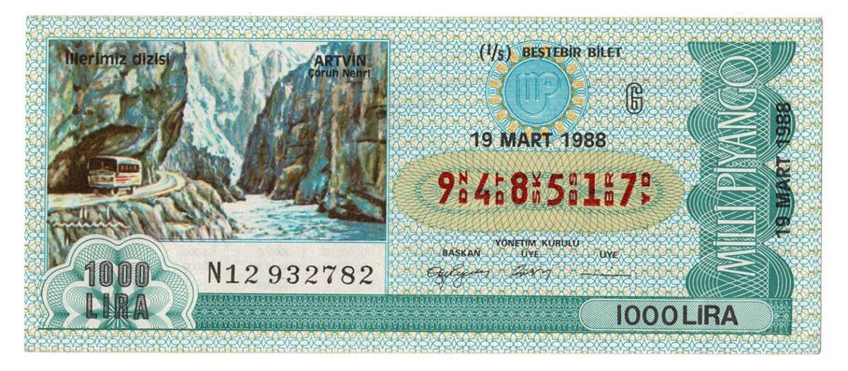 19 Mart 1988 Beştebir Bilet PYB4340 - 1