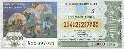19 Mart 1998 Piyango Bileti Dörtte Bir Bilet PYB6779 - Gökçekoleksiyon