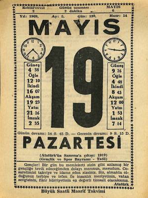 19 Mayıs 1969 Takvim Yaprağı - Doğum Günü Hediyesi EFM(N)11104 - 1
