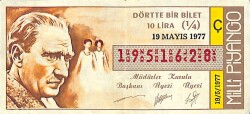 19 Mayıs 1977 Piyango Bileti Çeyrek Bilet PYB6179 - Gökçekoleksiyon