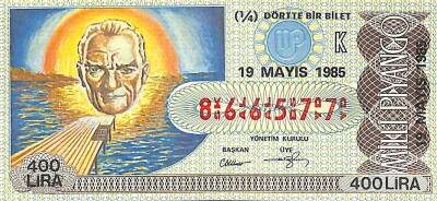 19 Mayıs 1985 Piyango Bileti Çeyrek Bilet PYB6134 - 1