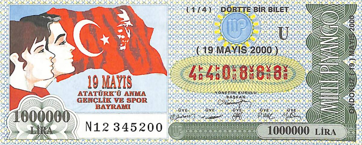 19 Mayıs 2000 Piyango Bileti Dörtte Bir Bilet PYB6575 - 1