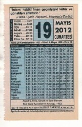 19 Mayıs 2012 Takvim Yaprağı EFM(N)1950 - 3