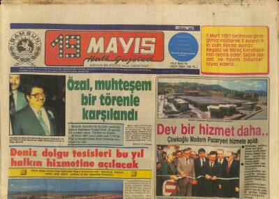 19 Mayıs Halk Gazetesi 1 Nisan 1987 - Toptepe Su Deposu Hizmete Girdi - Deniz Dolgu Tesisleri Bu Yıl Halkın Hizmetine Açılacak GZ115792 - 1