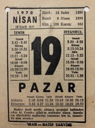 19 Nisan 1970 Takvim Yaprağı - Doğum Günü Hediyesi EFM(N)8274 - 2