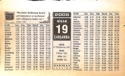 19 Nisan 2006 Takvim Yaprağı - Doğum Günü Hediyesi EFMN13266 - Gökçekoleksiyon