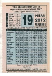 19 Nisan 2012 Takvim Yaprağı EFM(N)1920 - 3