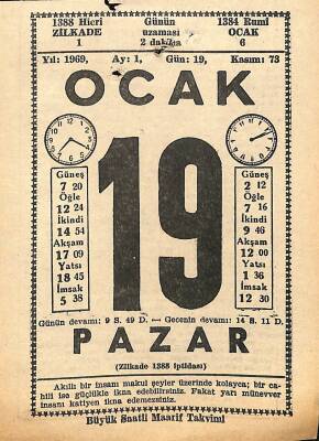 19 Ocak 1969 Takvim Yaprağı - Doğum Günü Hediyesi EFM(N)11029 - 1