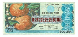 19 Ocak 1984 (11) Tam Bilet PYB5264 - Gökçekoleksiyon