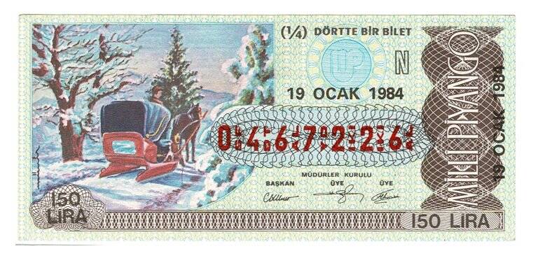 19 Ocak 1984 (14) Dörtte Bir Bilet PYB5245 - 1