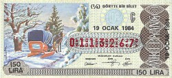 19 Ocak 1984 Piyango Bileti Çeyrek Bilet PYB6316 - Gökçekoleksiyon