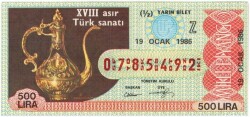 19 Ocak 1986 Piyango Bileti Yarım Bilet PYB3328 - Gökçekoleksiyon