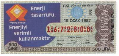 19 Ocak 1987 Piyango Bileti Çeyrek Bilet PYB3260 - 1