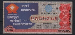 19 Ocak 1987 Piyango Bileti Yarım Bilet - Enerji Tasarrufu PYB1652 - Gökçekoleksiyon