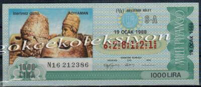 19 Ocak 1988 Beştebir Bilet PYB1619 - 1