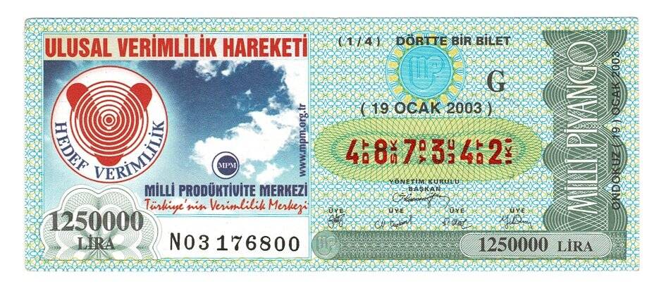 19 Ocak 2003 (14) Dörtte Bir Bilet PYB4874 - 1