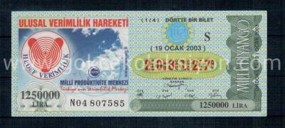 19 Ocak 2003 Çeyrek Bilet PYB1290 - 1