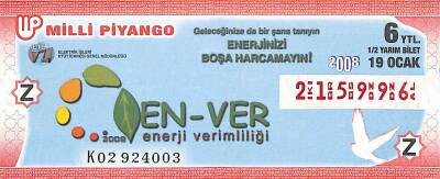 19 Ocak 2008 Piyango Bileti Yarım Bilet PYB6059 - 1