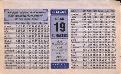 19 Ocak 2008 Takvim Yaprağı - Doğum Günü Hediyesi EFM(N)7485 - 1