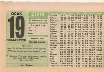 19 Ocak 2008 Takvim Yaprağı EFM(N)4944 - 1
