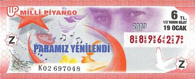 19 Ocak 2009 Piyango Bileti Yarım Bilet PYB6049 - 1