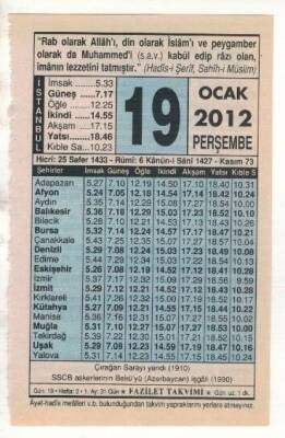 19 Ocak 2012 Takvim Yaprağı EFM(N)1829 - 3